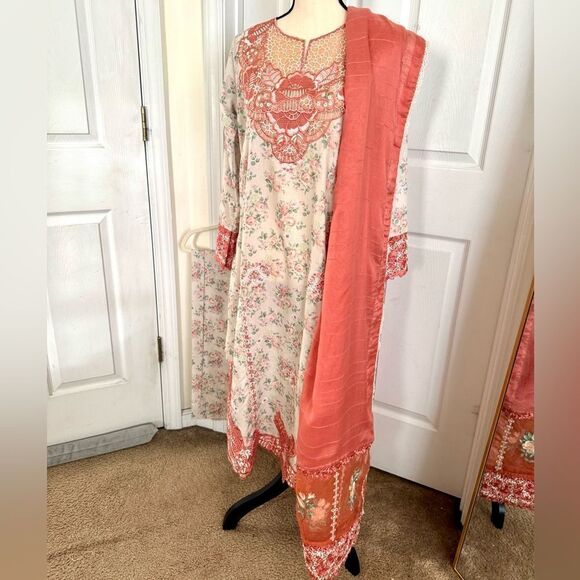 ZAIB PAKISTANI DESIGNER DRESS 3 PIECE STITCHED WITH LONG SLEEVES - Picture 9 of 12